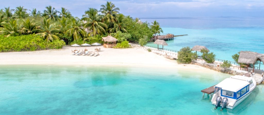 Boat at a tropical island