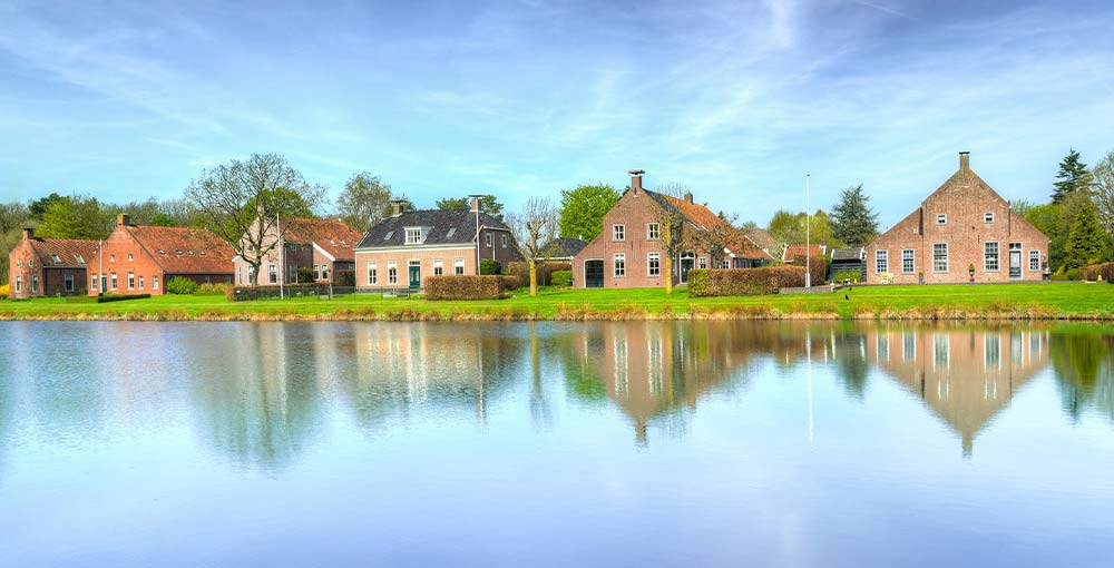 dutch houses at the lake