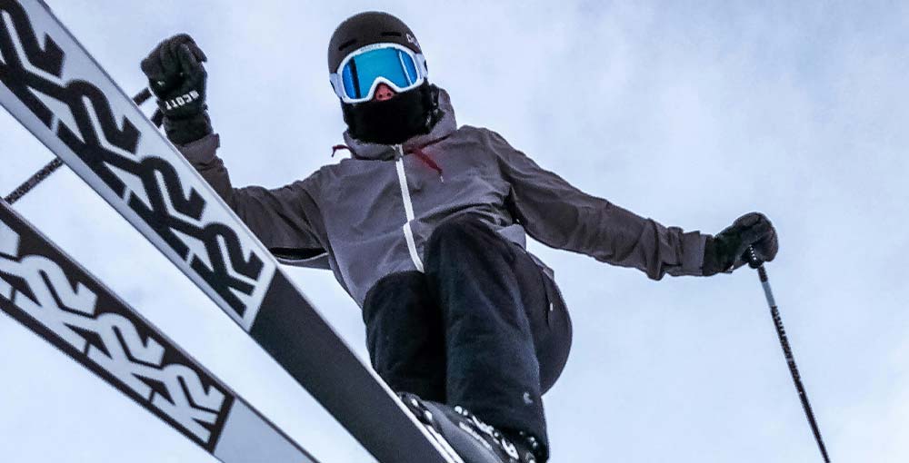 a person skiing indoors