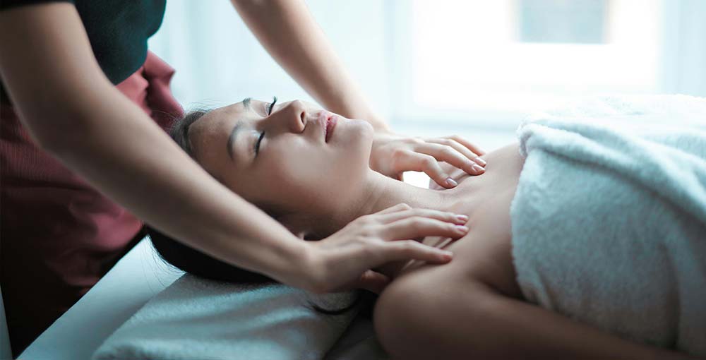 woman enjoying spa