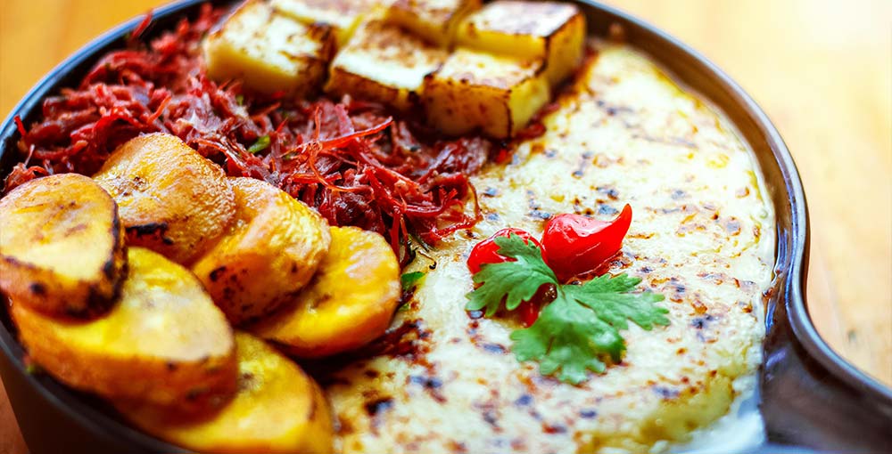 Fried Plantains Meal on Pan
