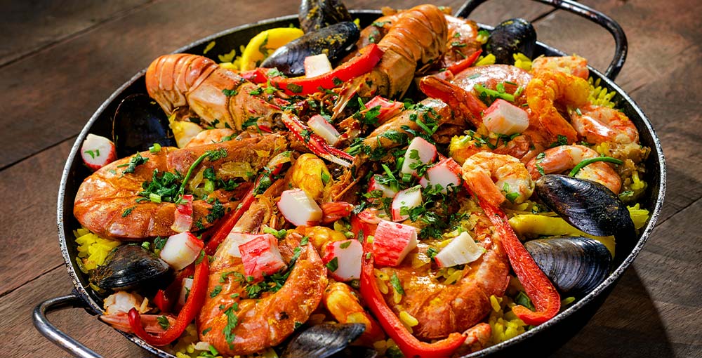 Paella Served in Wok