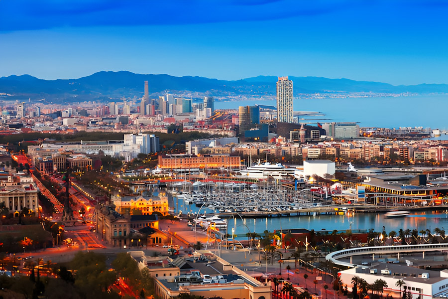 A scenic view of Barcelona's skyline, showcasing iconic landmarks and vibrant city life, perfect for a 48 hours in Barcelona itinerary