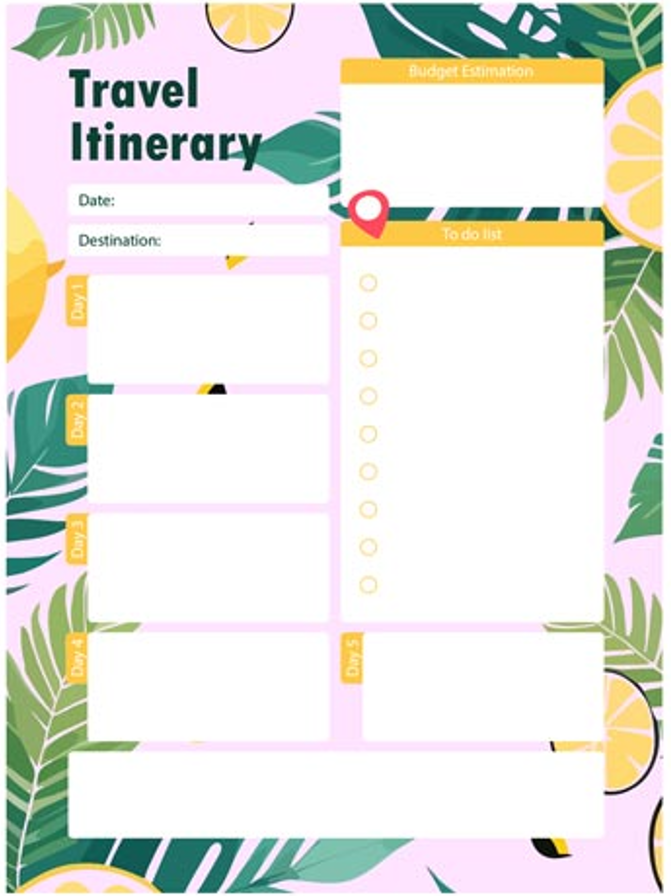 Colorful Modular Itinerary