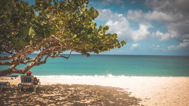 Man enjoying the beach in Grenada, Caribbean